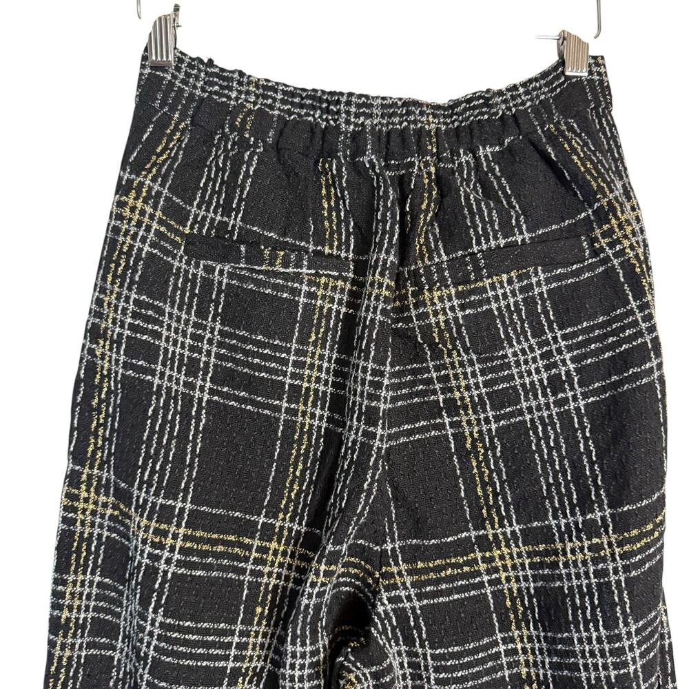 Slate & Willow Black Plaid Tweed Wide Leg High Rise Trouser Dress Pants Size M - Picture 11 of 14